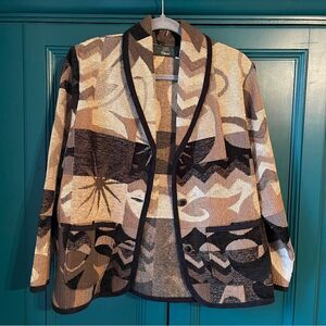 Vintage Orvis Woven Tapestry Blazer Jacket southwestern style Small-Medium